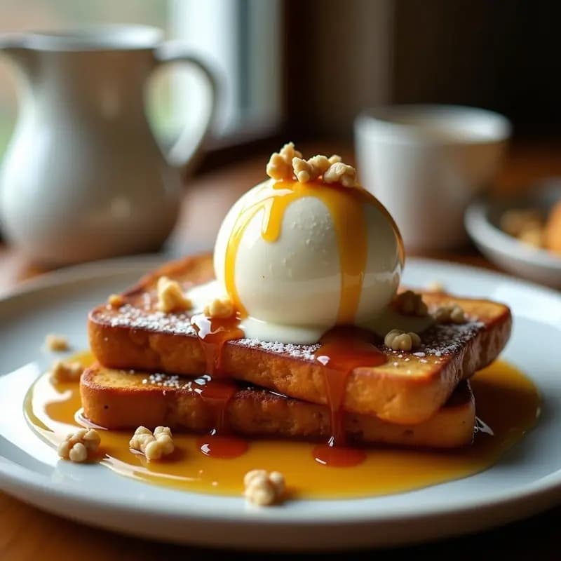Tostadas Francesas con Helado de Vainilla y Sirope de Arce: Brunch de Ensueño