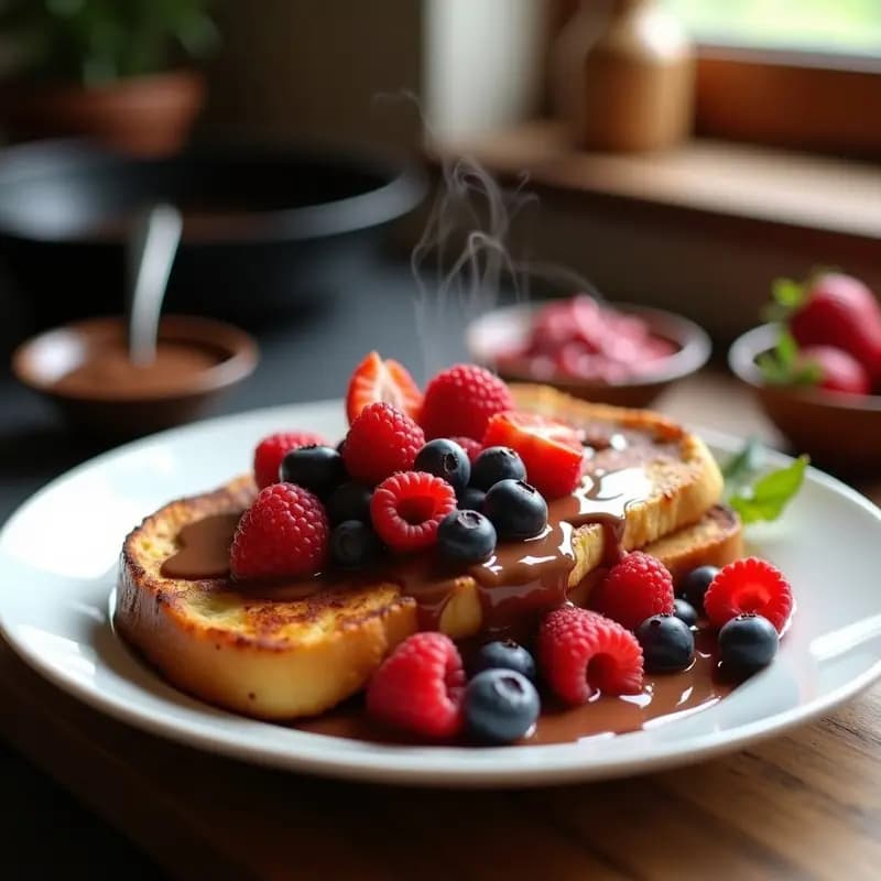Tostadas Francesas con Crema de Nutella y Frutos Rojos: Receta Dulce para el Desayuno