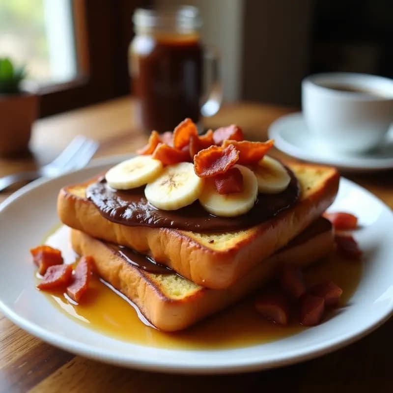 Tostadas Francesas con Nutella, Plátano y Bacon Crujiente: Desayuno que Combina Todo lo que Amas
