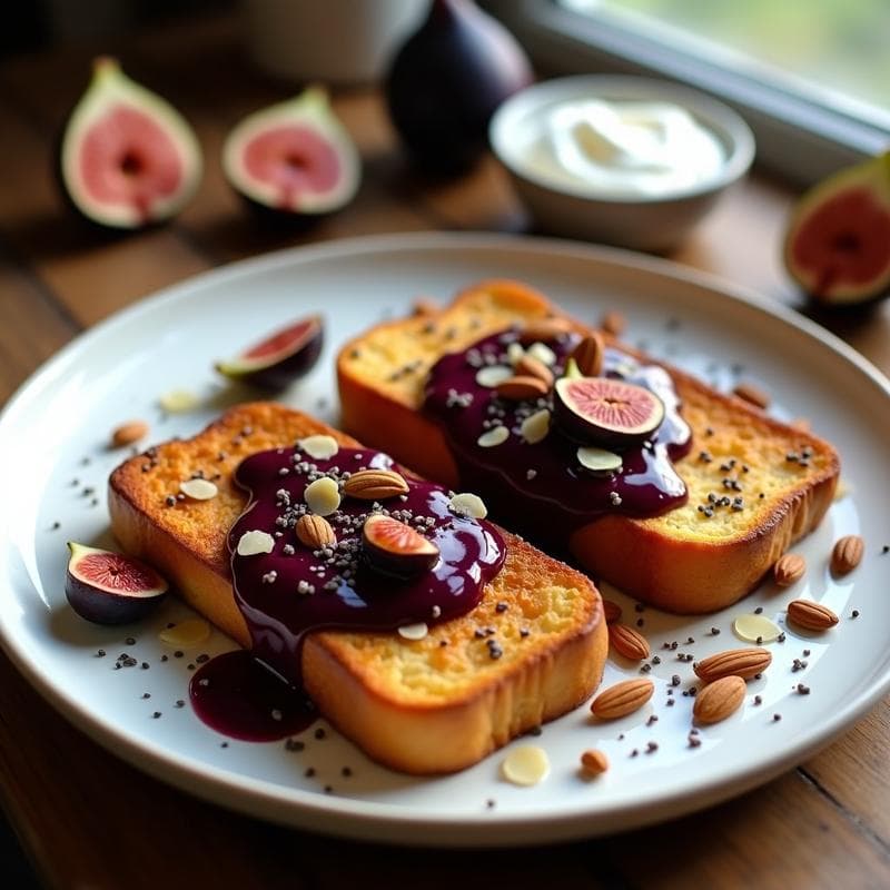 Tostadas Francesas de Pan de Brioche con Compota de Higos: Desayuno Alta en Proteína en 10 Minutos