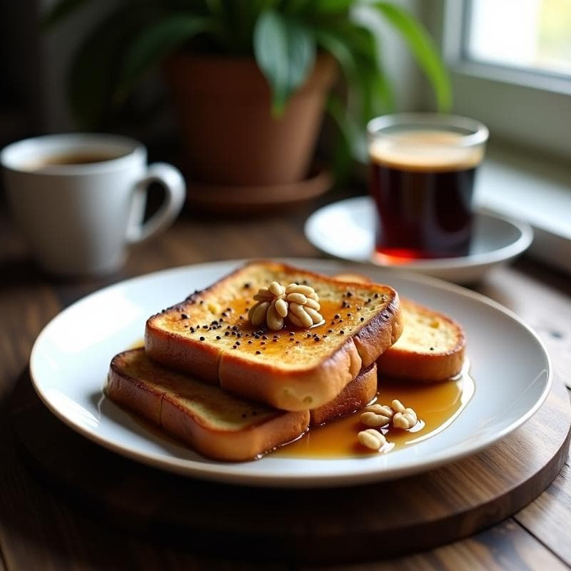 Tostadas Francesas de Pan de Plátano: Desayuno Keto con Sirope de Eritritol