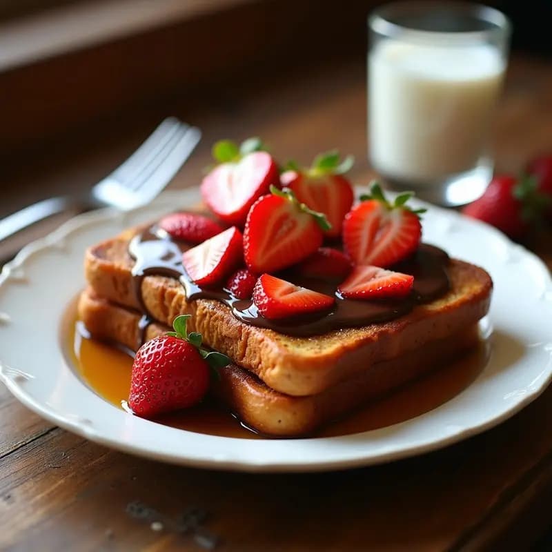 Tostadas Francesas con Sirope de Arce Nutella y Fresas: Desayuno de Reyes