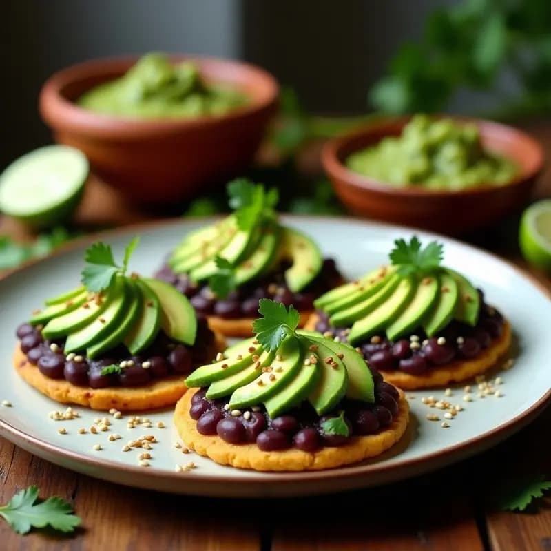 Tostadas Mexicanas de Frijoles Negros y Aguacate con Salsa Verde: Receta Vegana y Sin Gluten en 10 Minutos