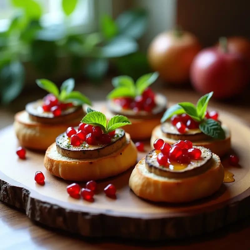 Tostadas de Hojaldre con Paté de Berenjena y Granada: Aperitivo Francés Elegante