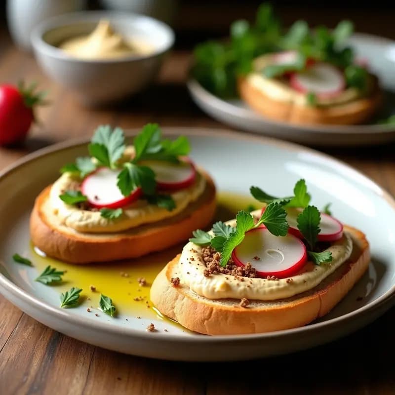 Tostadas de Hummus y Zaatar con Pan Pita Integral: Desayuno Libanés Alto en Fibra