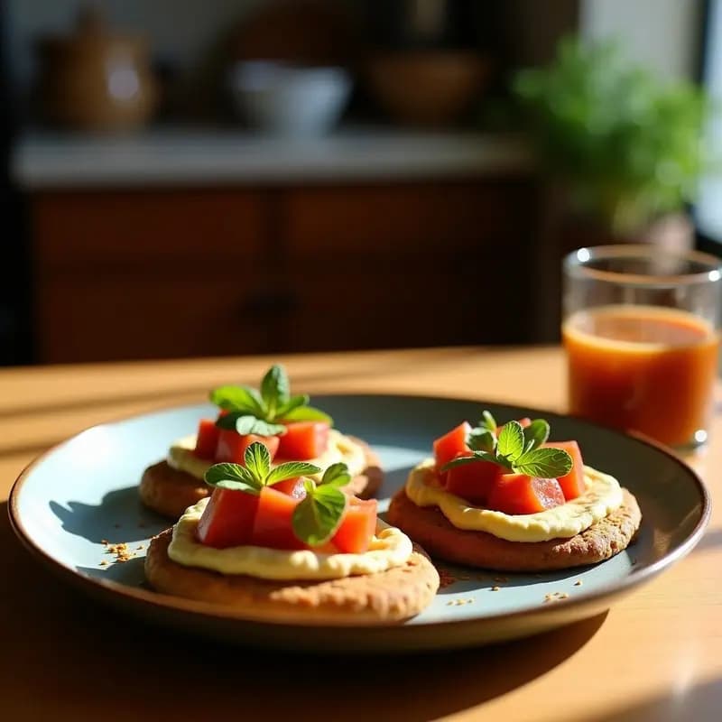 Tostadas de Injera con Hummus de Habas y Rábanos: Desayuno Etíope Sin Gluten