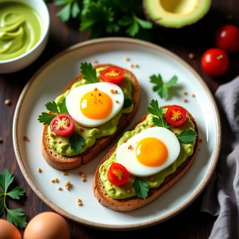 Tostadas de Pan de Molde Integral con Puré de Aguacate y Huevos de Codorniz: Desayuno Proteico y Rápido