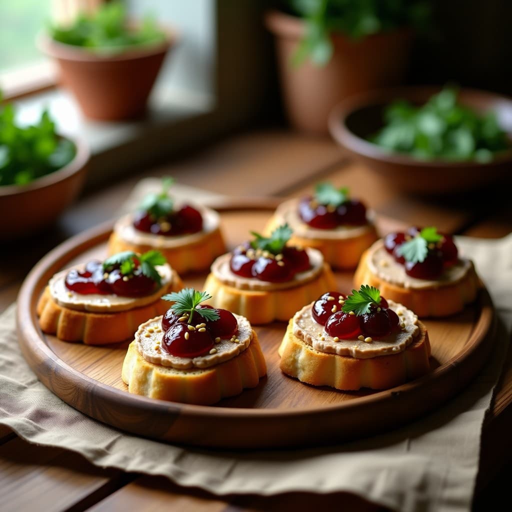 Tostadas de Pan de Maíz Azul con Pate de Higado de Pollo y Mermelada de Ciruela: Aperitivo Mexicano Gourmet