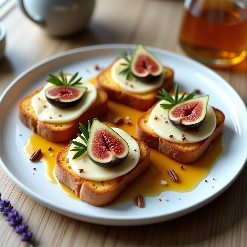 Tostadas de Pan de Maíz con Higo y Queso Brie: Receta Francesa para Desayunar