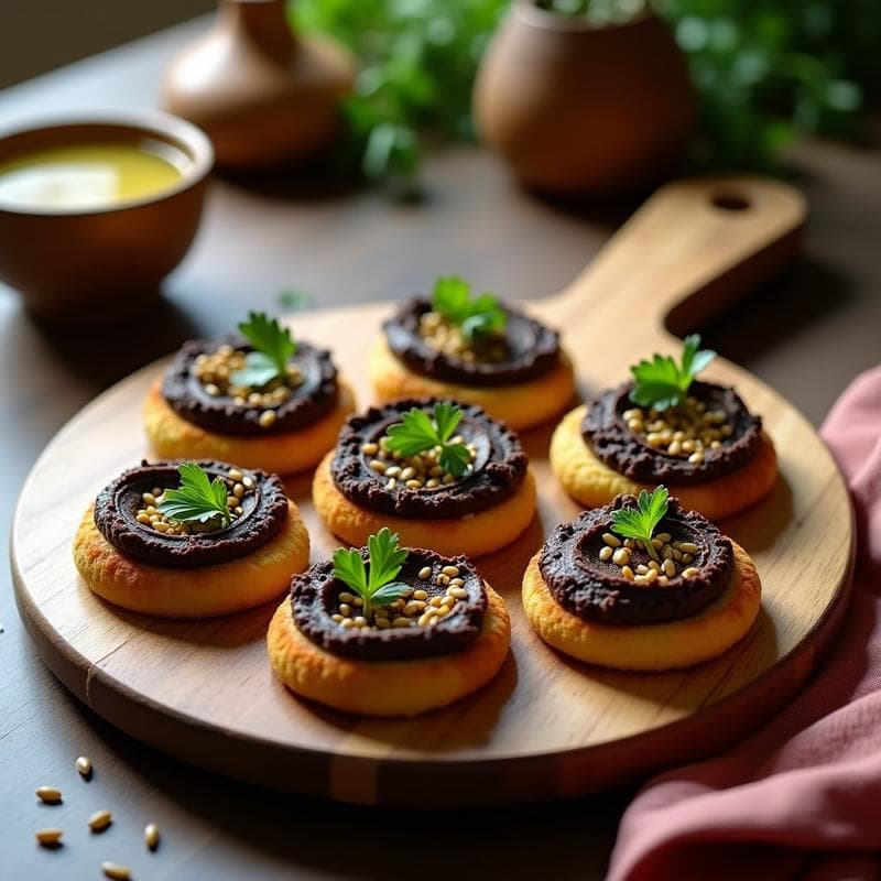 Tostadas de Pan de Maíz con Hummus de Habas Negras y Pimentón de la Vera: Aperitivo Español Vegano