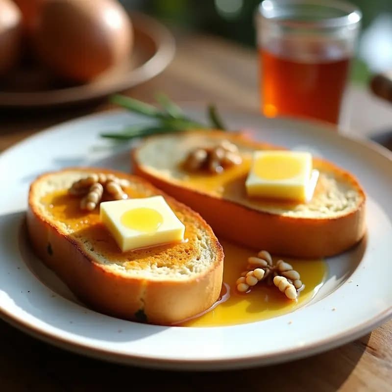 Tostadas con mantequilla, miel y nueces: Desayuno energético y rápido
