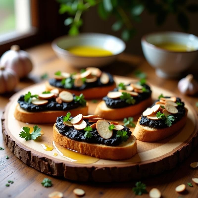Tostadas de Pan de Ajo Negro y Anchoas: Receta Española Keto con Aceite de Oliva Virgen