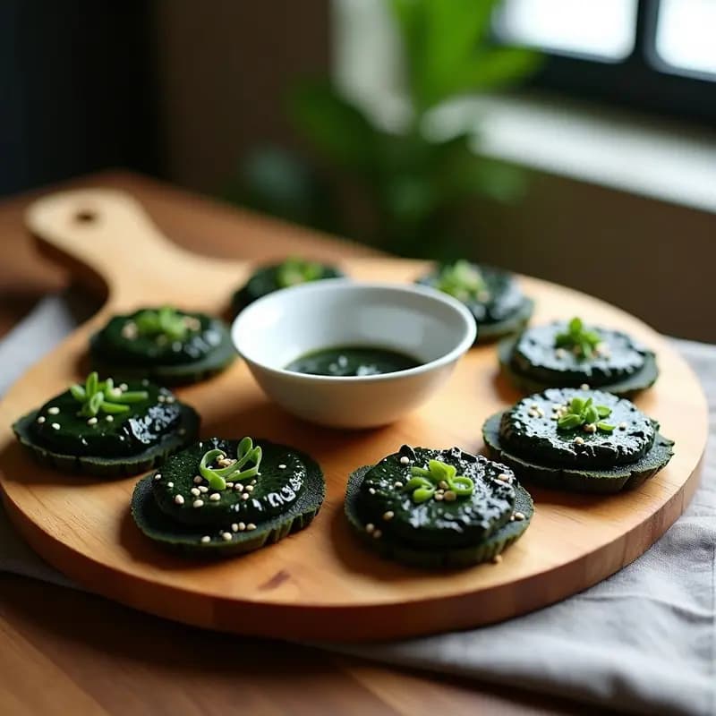 Tostadas de Pan de Algas con Paté de Aceitunas Negras: Aperitivo Coreano Vegano