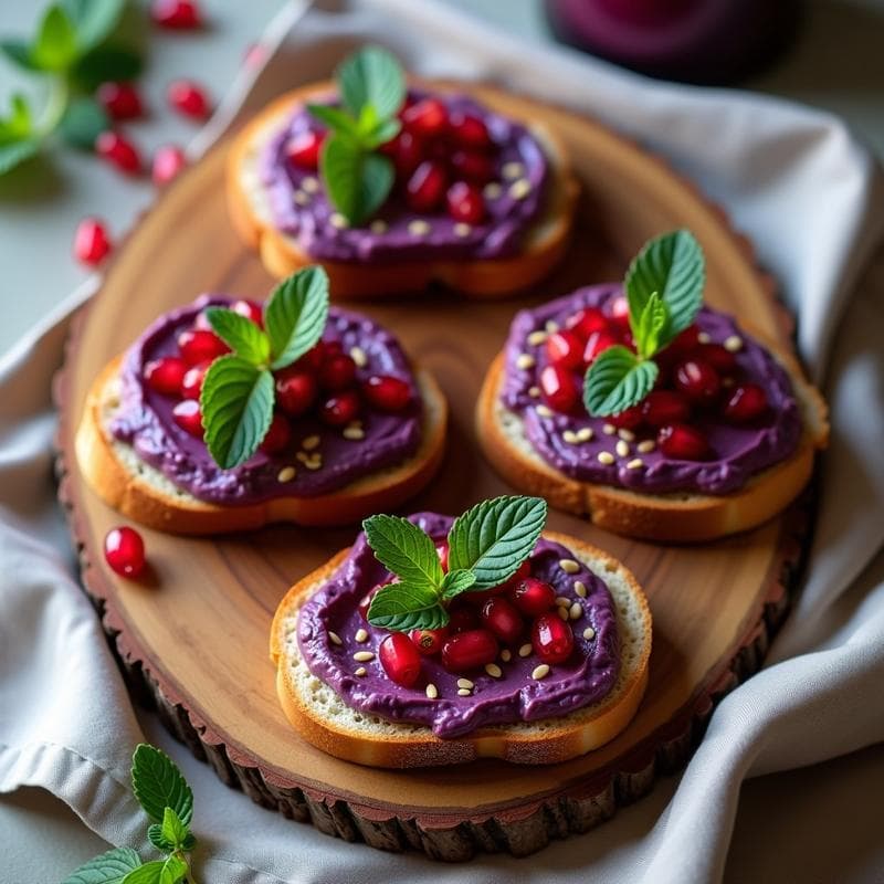 Tostadas de Pan de Almendra con Crema de Berenjena Ahumada y Granado: Aperitivo Keto