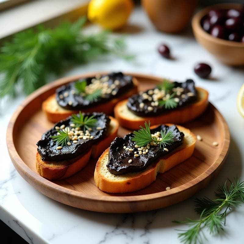 Tostadas de Pan de Almendra con Pâté de Aceitunas Negra y Anchoas: Receta Griega Keto