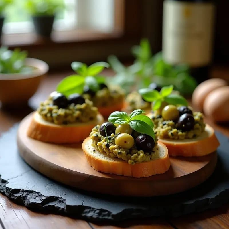 Tostadas de Pan de Arroz con Paté de Aceitunas y Tapena: Receta Francesa Sin Gluten