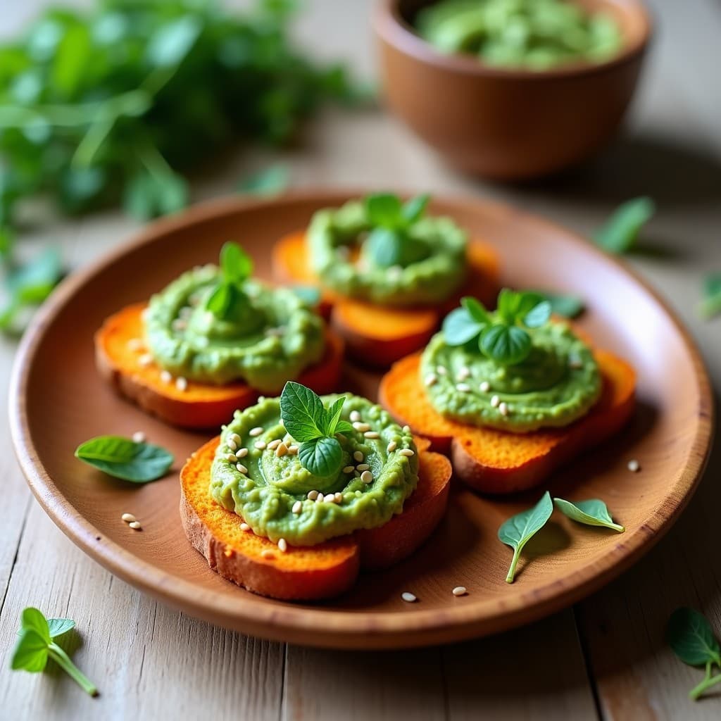 Tostadas de Pan de Batata con Pesto de Hierbas Silvestres: Desayuno Sin Gluten en 15 Minutos