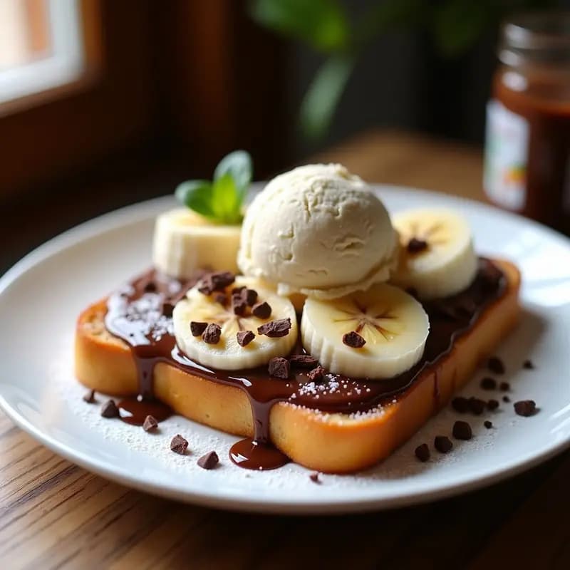 Tostadas de Pan Brioche con Crema de Nutella, Plátano y Helado: El Desayuno de los Dioses