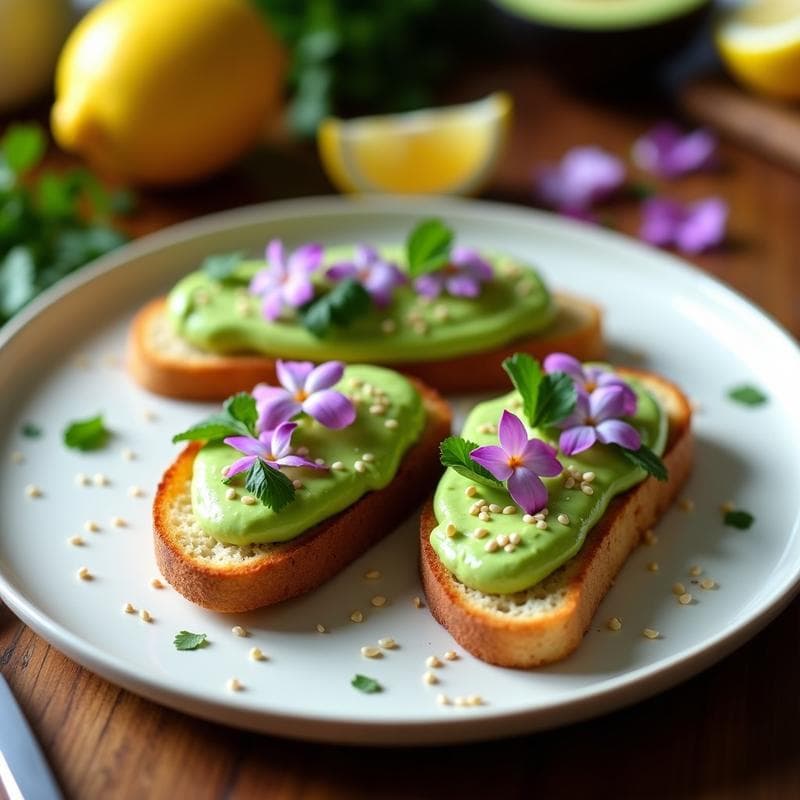 Tostadas de Pan de Bugambilia con Crema de Aguacate: Receta Floral y Sin Gluten