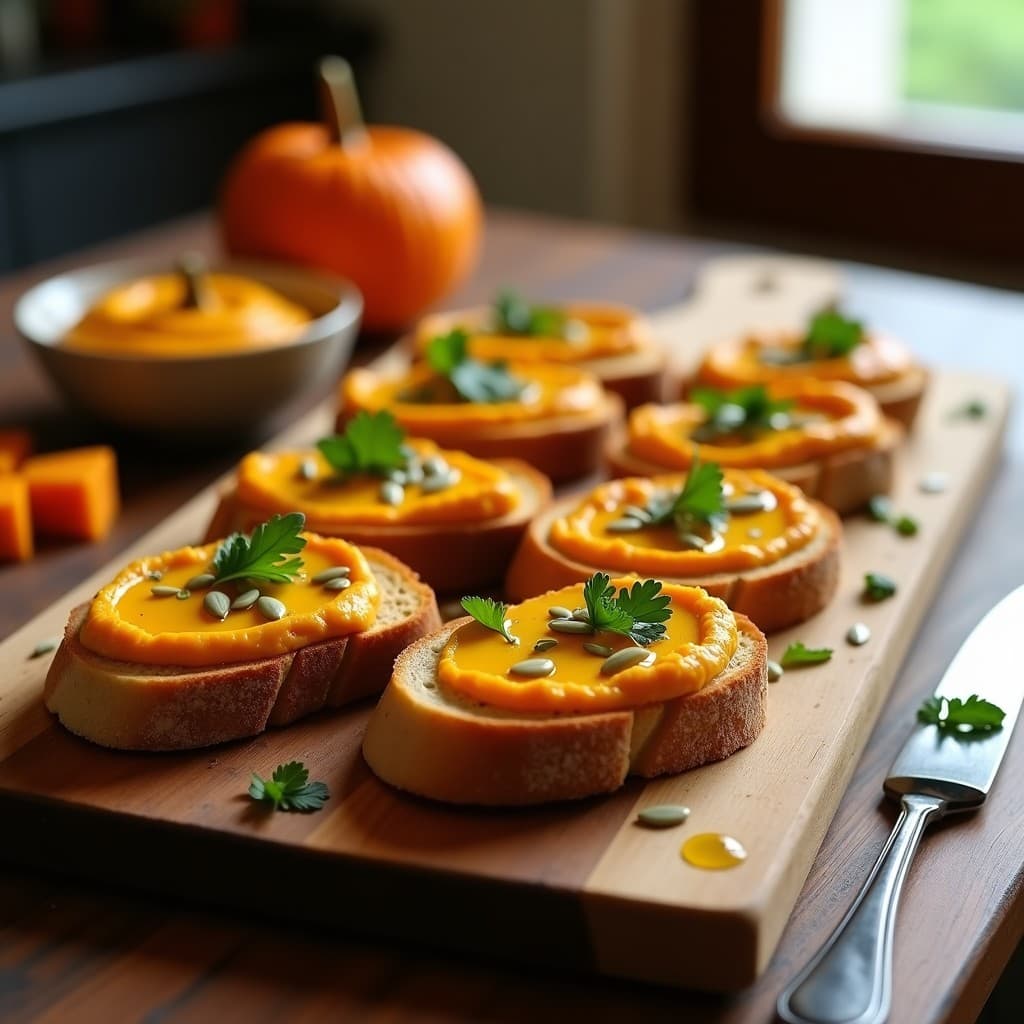 Tostadas de Pan de Castaña con Hummus de Calabaza: Aperitivo francés sin gluten