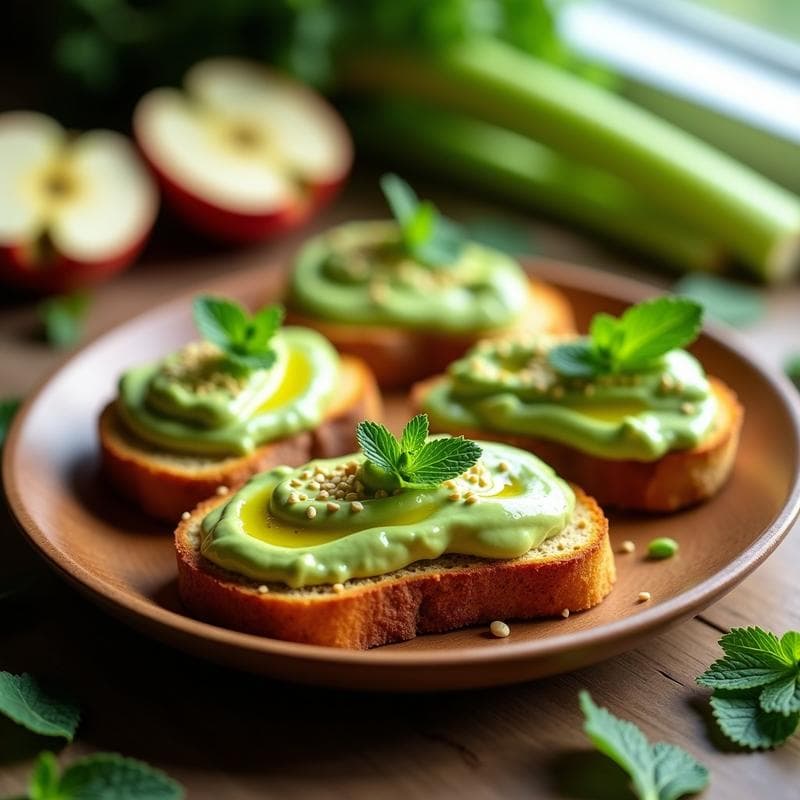 Tostadas de Pan de Castañas con Crema de Apio y Manzana: Desayuno Sin Gluten