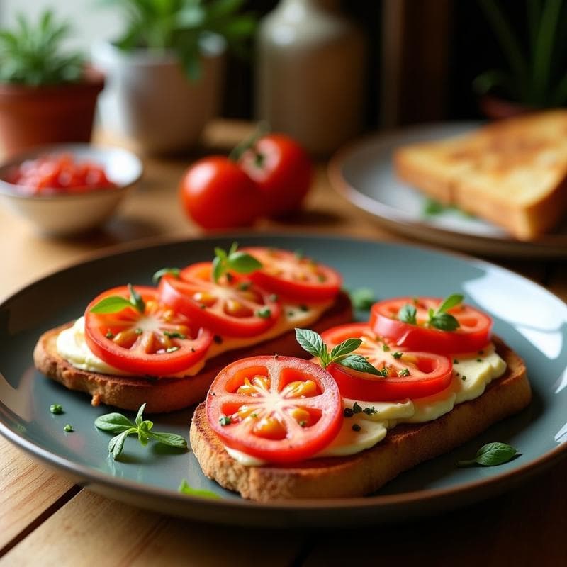 Tostadas de Pan de Centeno con Aceite de Oliva Virgen y Tomate Seco: Desayuno Mediterráneo en 5 Minutos