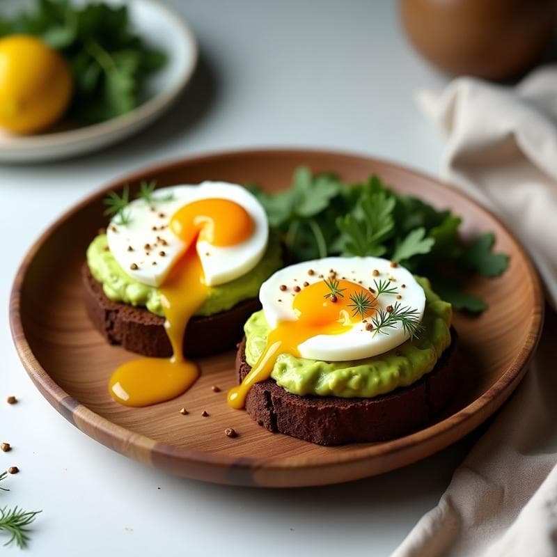 Tostadas de Pan de Centeno con Aguacate y Huevo Poché: Desayuno Escandinavo
