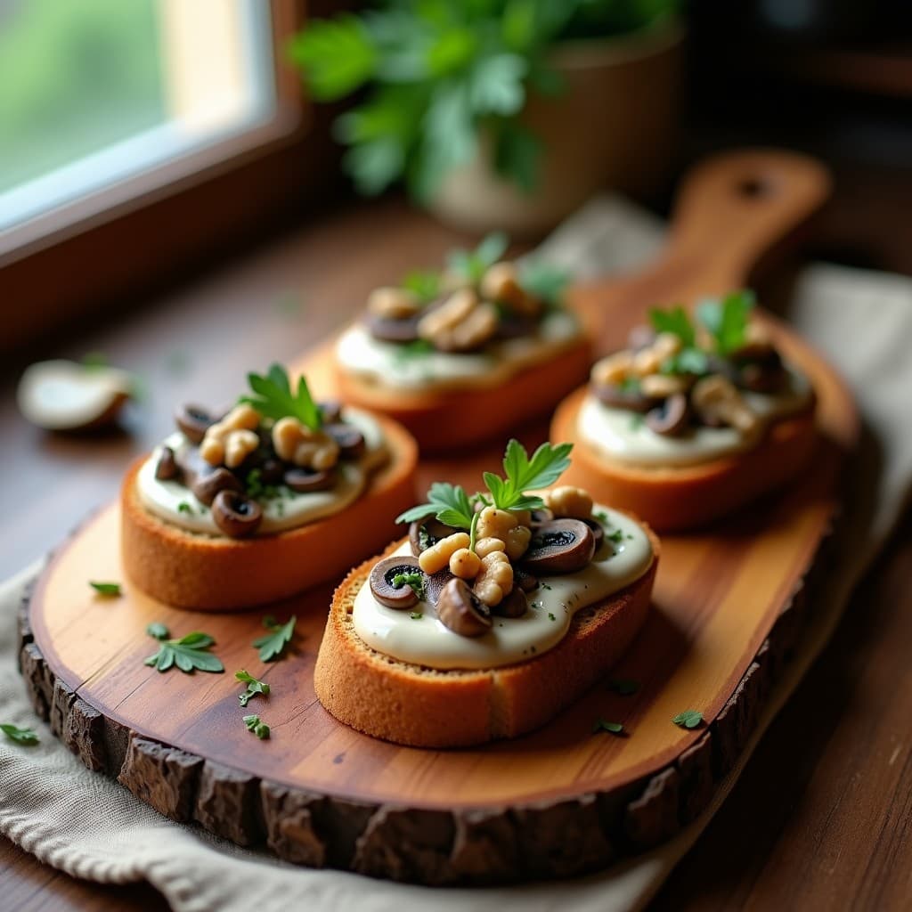 Tostadas de Pan de Centeno con Crema de Champiñones Portobello y Trufa: Aperitivo Keto en 10 Minutos