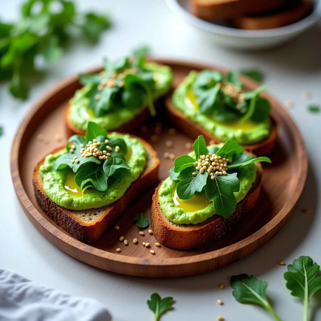 Tostadas de Pan de Centeno con Puré de Guisantes y Rúcula: Receta Sin Gluten para Tupper