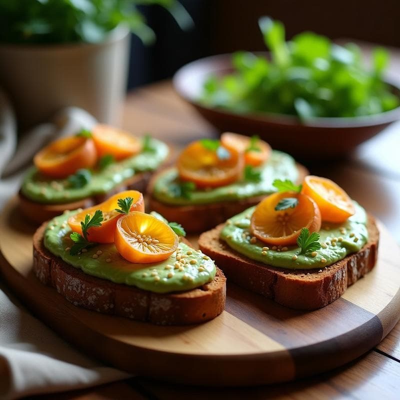 Tostadas de Pan de Centeno con Puré de Habas y Hinojo Caramelizado: Receta Sin Gluten y Vegana