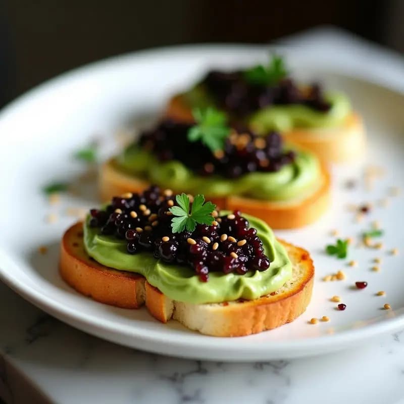 Tostadas de Pan de Cristal con Aguacate y Caviar de Berenjena: Receta Crujiente en Airfryer