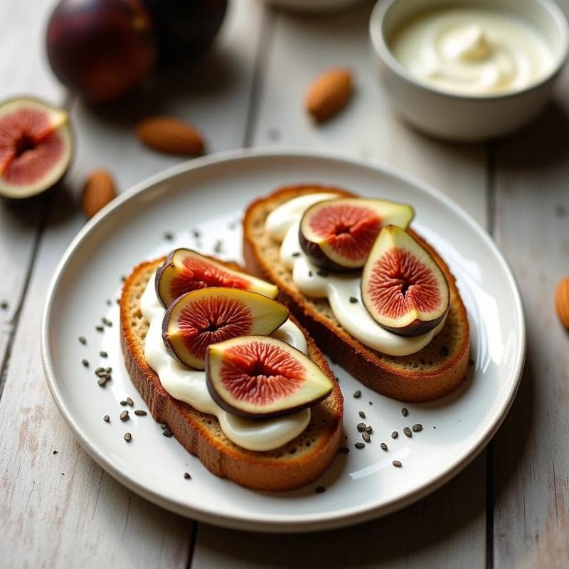 Tostadas de Pan de Espelta con Crema de Almendras y Higos Frescos: Desayuno Sin Lactosa