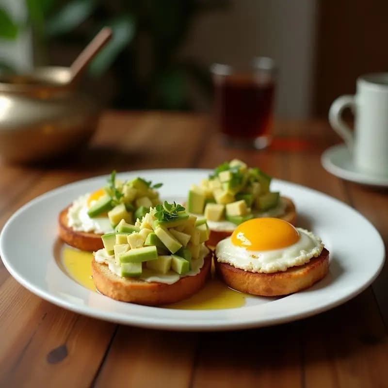 Tostadas de Pan de Molde Frito con Aguacate, Huevos y Queso Fundido: Brunch Indulgente