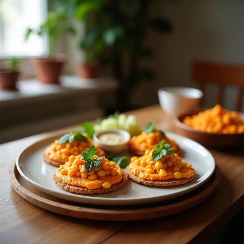 Tostadas de Pan de Garbanzo con Hummus de Zanahoria: Desayuno Sin Gluten y Vegano