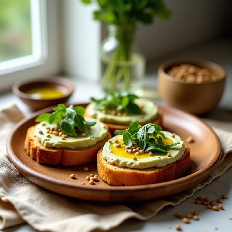 Tostadas de Pan de Garbanzo con Paté de Alcachofas y Trufa: Desayuno Vegano Sin Horno