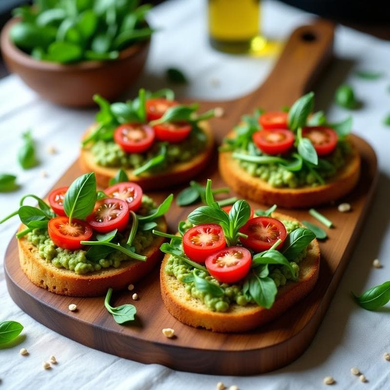 Tostadas de Pan de Garbanzo con Pesto de Albahaca: Aperitivo Italiano Sin Gluten en 10 Minutos