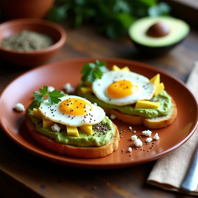 Tostadas de Pan de Insectos con Avocado y Huevo de Codorniz: Desayuno Mexicano Sostenible