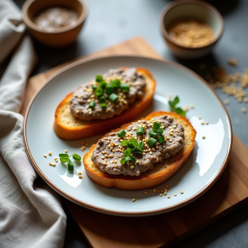 Tostadas de Pan de Insectos con Pate de Lentillas y Hongos Shiitake: Receta Sostenible y Rica en Hierro
