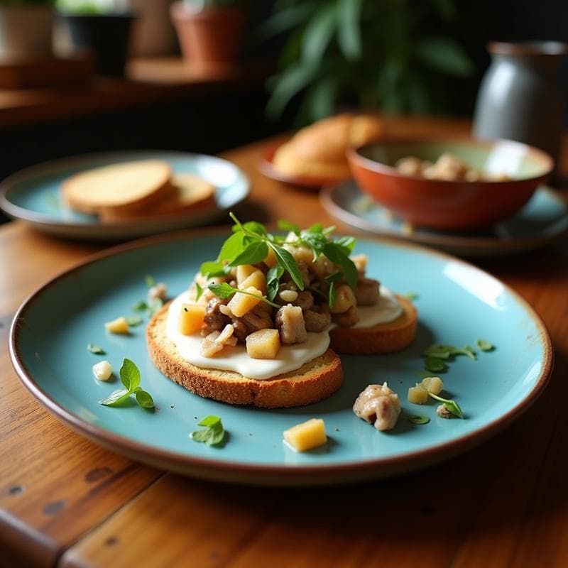 Tostadas de Pan de Maíz Azul con Ceviche de Champiñones Portobello: Receta Vegana y Crudivegana