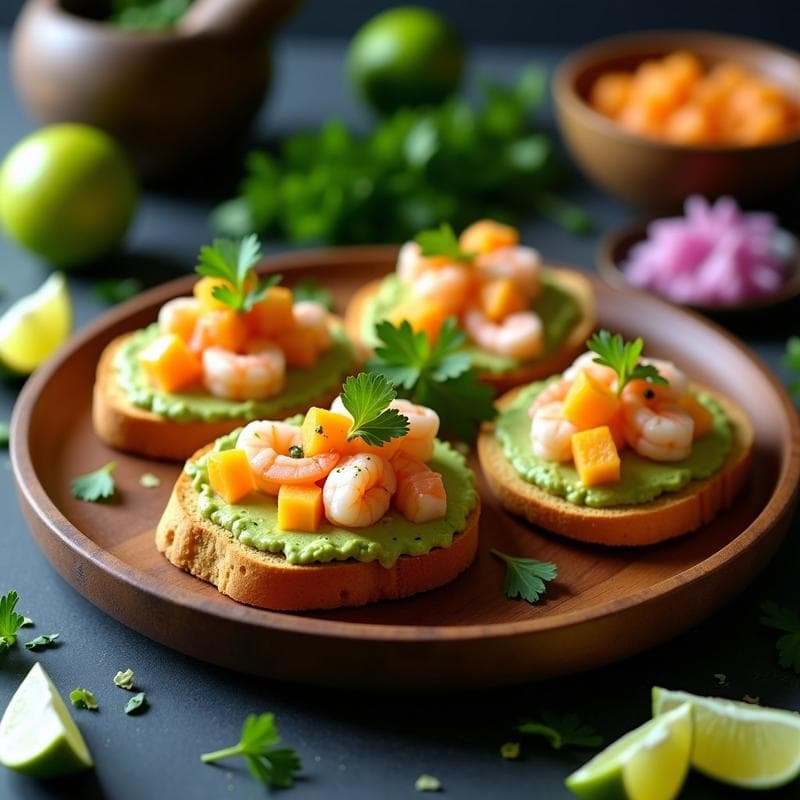 Tostadas de Pan de Maíz con Ceviche de Camarones y Palta: Receta Peruana Sin Gluten en 10 Minutos