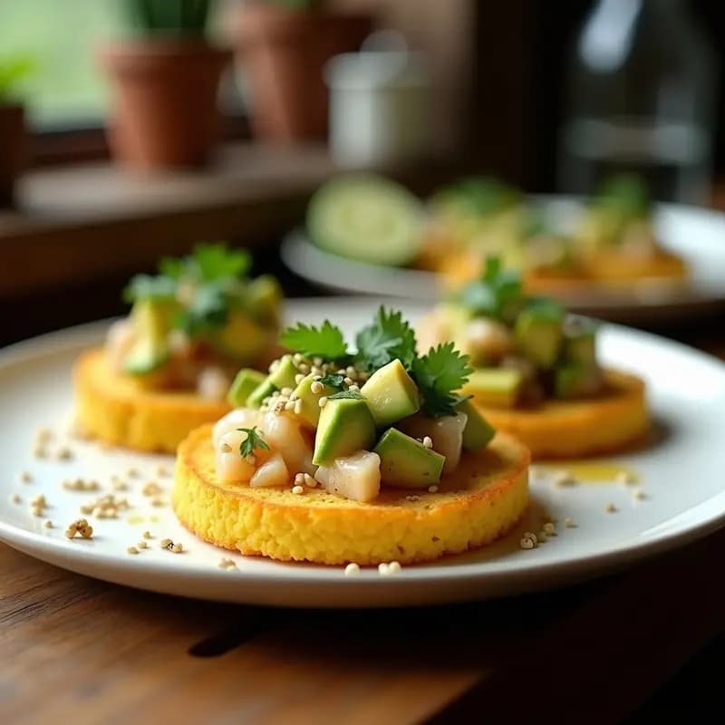 Tostadas de Pan de Maíz con Ceviche de Hongos Shimeji: Receta Vegana Peruano-Japonesa