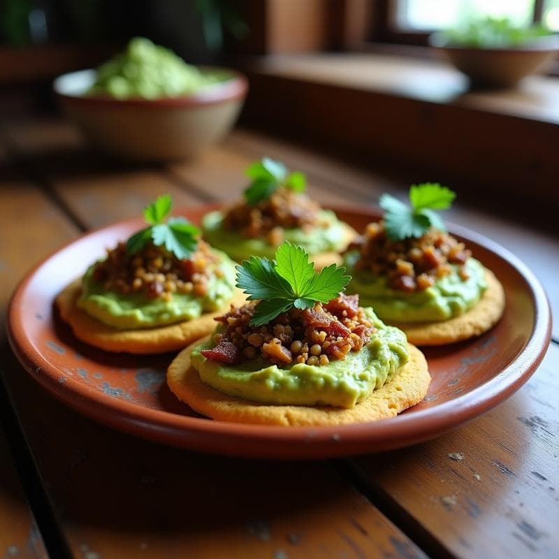 Tostadas de Pan de Maíz con Guacamole y Chapulines: Receta Mexicana Tradicional
