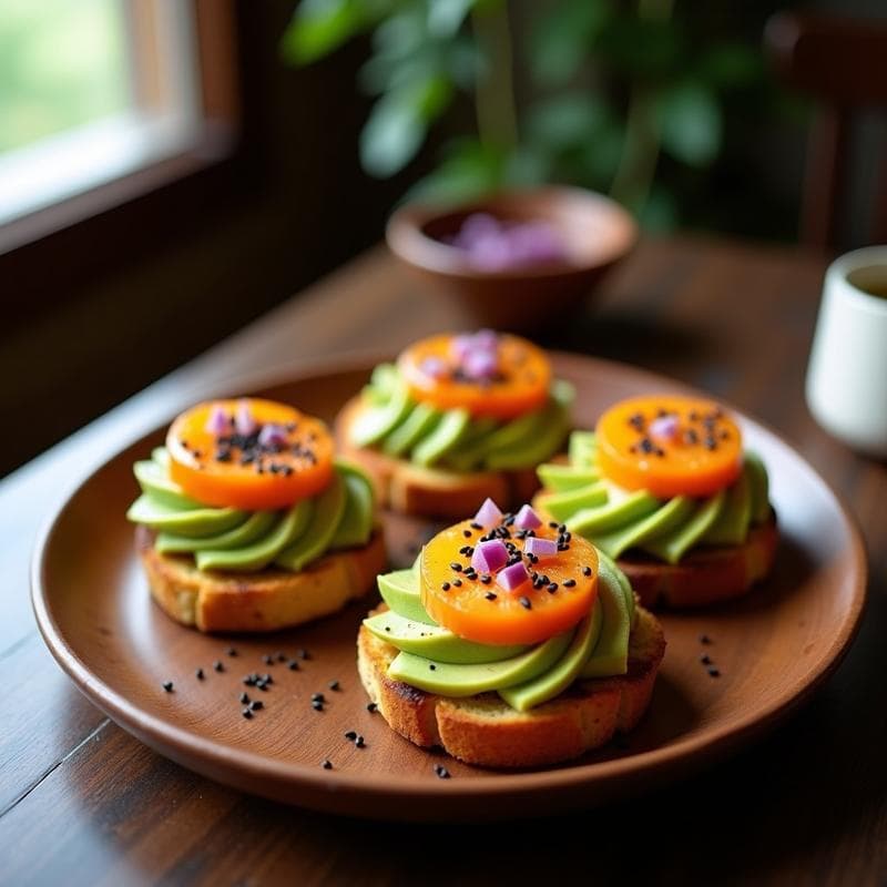 Tostadas de Pan de Maíz con Guacamole de Mamey y Chipotle: Desayuno Colombiano Vegano