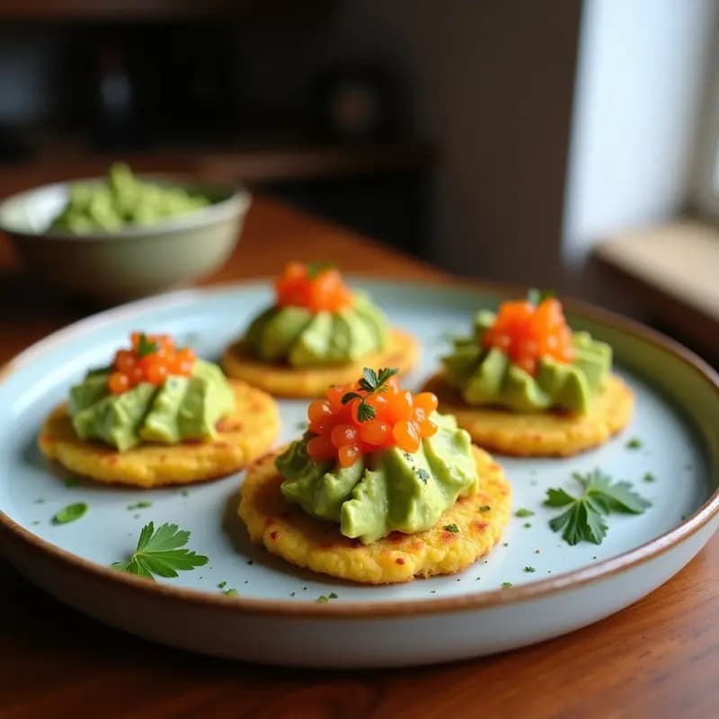 Tostadas de Pan de Mandioca con Guacamole y Huevas de Tobiko: Aperitivo Brasileño Keto