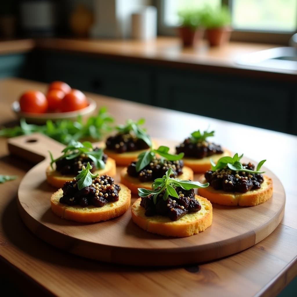 Tostadas de Pan de Mandioca con Puré de Aceitunas Negras y Tomate Seco: Receta Brasileira Sin Gluten