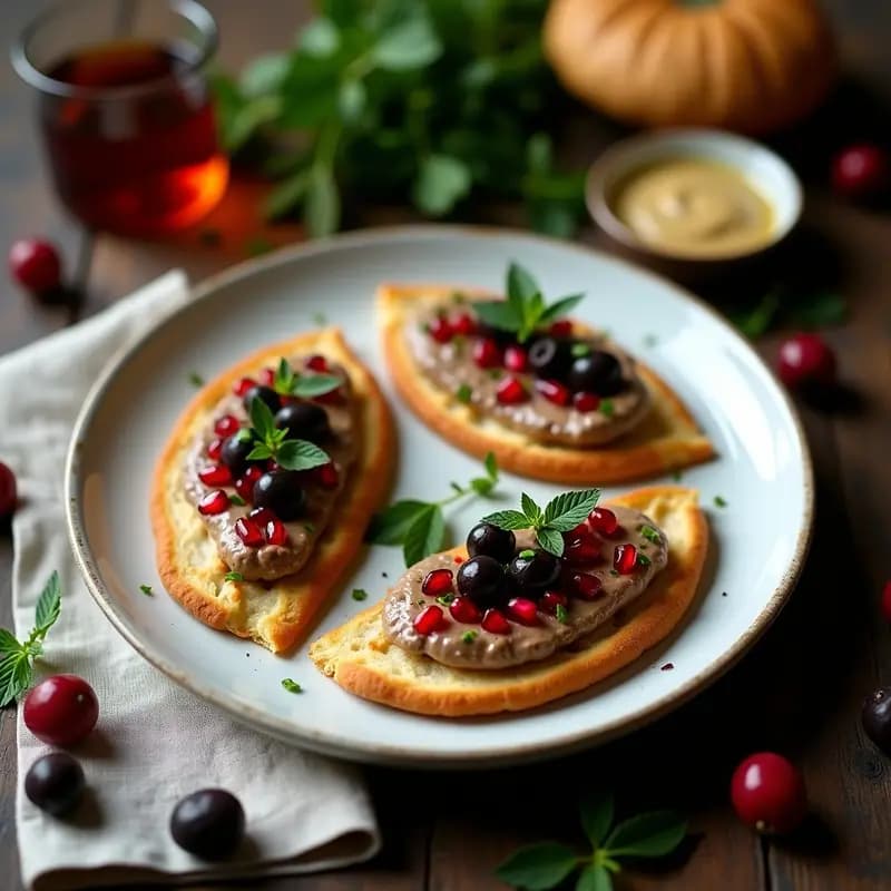 Tostadas de Pan de Pita con Mutabal y Aceitunas Kalamata: Receta Siria Vegana y Sin Cocción