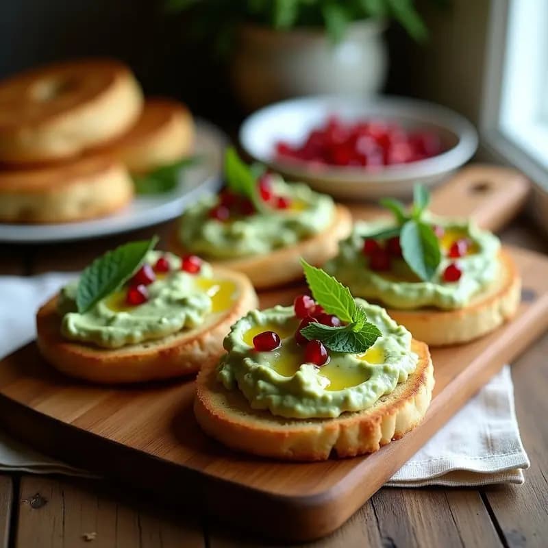 Tostadas de Pan de Pita con Mutabal de Calabacín y Granados: Entrante Libanés Sin Horno