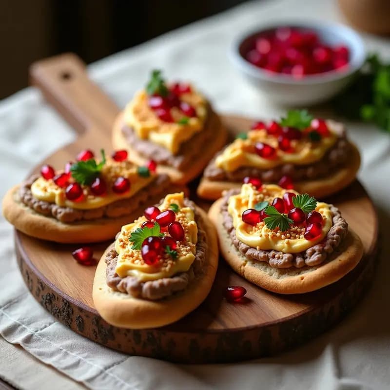 Tostadas de Pan de Pita con Mutabal y Granadas: Entrante Sirio Crujiente y Vegano