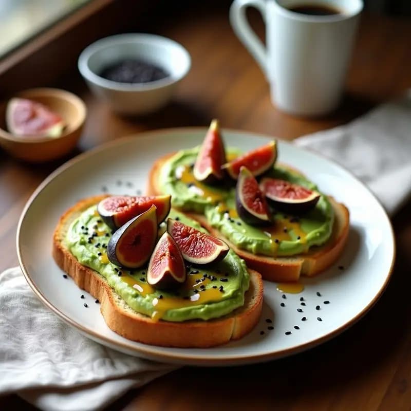 Tostadas de Pan de Plátano con Aguacate y Higos Caramelizados: Brunch Saludable