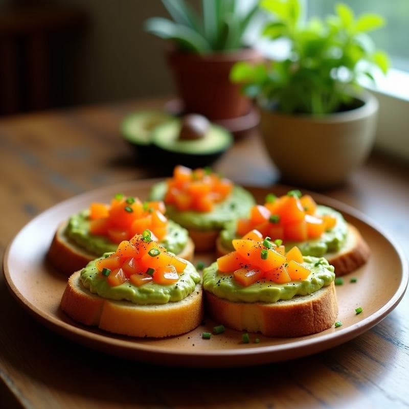 Tostadas de Pan de Plátano Verde con Aguacate y Huevas de Trucha: Receta Colombiana Sin Gluten